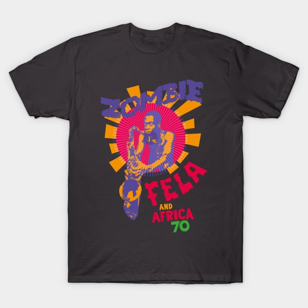 Fela Kuti's 'Zombie' Album Tribute: Psychedelic Afrobeat Illustration T-Shirt by Boogosh